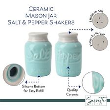 Ceramic Salt And Pepper Shakers Light Blue Ceramic Mason Jar Spice Salt Shaker