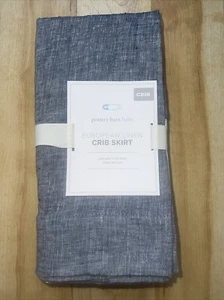 Pottery Barn Baby Kids European Linen   Crib Skirt  28”x52” Indigo Blue - Picture 1 of 4