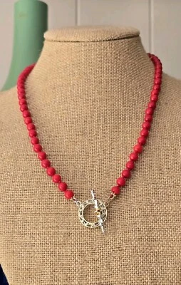 Collar Gems En Vogue Michael Valitutti Oro Amarillo/Plata Esterlina Coral Rojo Foto 1 de 4