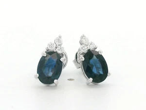 Exquisite 18K Gold Natural Blue Sapphire & Diamond Earrings | 1.72ct Sapphires, - Picture 1 of 3