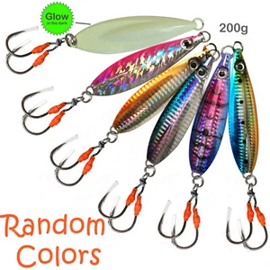 Zufällige Farbe 200g Flachfisch Fall Jig Messer Vertikal Speed Bait Assist Haken Posten - Bild 1 von 11