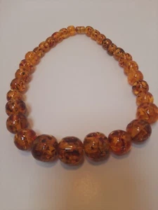 Vintage Genuine Amber Stone Round Beads Necklace - 22 Inches - Picture 1 of 24
