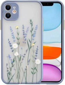 Funda protectora púrpura compatible con iPhone 11 con estampado floral 3D transparente esmerilado - Imagen 1 de 4
