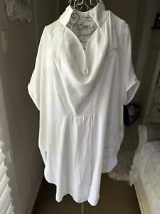 PERRI CUTTEN WHITE Technical Polyester Cowl Neck SHIRT Top S 10 - Picture 1 of 5