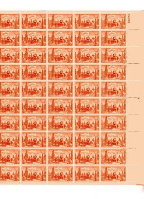 U.S. COMM SHEET OF 50 SCOTT#1028 1953 3ct GADSDEN PURCHASE ISSUE P#24893 - Image 1 of 2