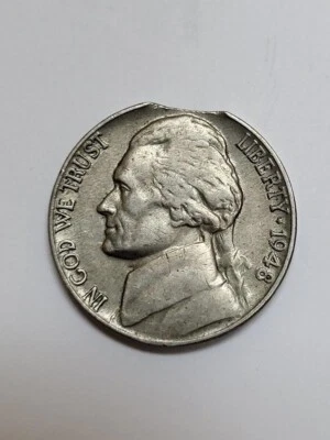 ERROR 1948 Jefferson Nickel CLIP ERROR - Image 1 of 4