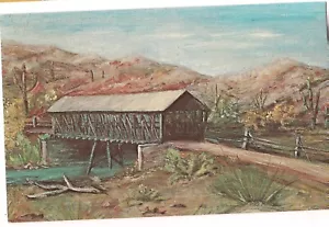 GEDECKTE BRÜCKE GILA GRAFSCHAFT White River Arizona Postkarte AZ Kunst Imogene Yeagley - Bild 1 von 2