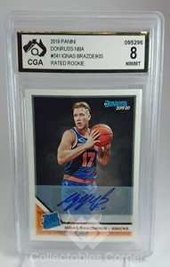 2019 Panini Donruss Ignas Brazdeikis Rated Rookie Auto Card Graded 8