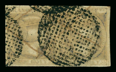 Spanish PHILIPPINES 1854 Queen Isabella II  1r slate blue Sc# 4a  used  XF  PAIR - Image 1 of 2