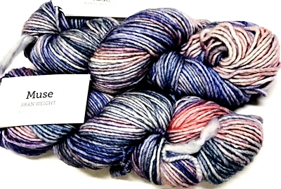 BLISS Azul+Rosa 2 100gr Madejas 228yd Tejido Selecciones MUSE ARAN H-Pnt Lana Merino HILO Foto 1 de 4