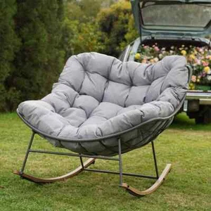 Grαnd Pαtio Outdoor Royal Rocking Chair, E-Coated Papasan Chair With Cushion - Picture 1 of 7