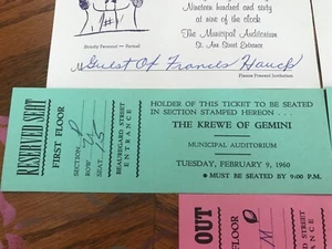 VINTAGE 1960 KREWE OF GEMINI MARDI GRAS Tickets to Call Out & Reserved Seating - Picture 1 of 4