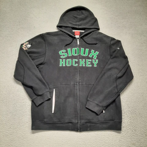 Reebok Fighting Sioux North Dakota UND Hoodie Jacket Sweatshirt Men Large Black Cover