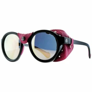 Moncler ML0046 01C Black / Pink / Leather Round Sunglasses - Picture 1 of 7