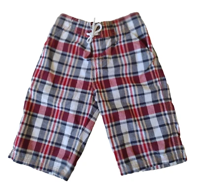 Gymboree Shorts Boys Size 5 Red White Blue Plaid Classic Fit Pull On Elastic - Image 1 of 4