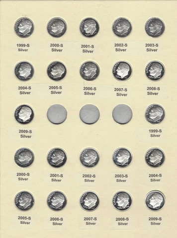 1999-2000-2009 S Roosevelt Dime Silver Gem DCam Proof Run 11 Coin Set Cover