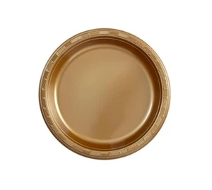 10 in. Gold Round Dinner Plastic Plates – Disposable Durable Party Plates 150pcs - Picture 1 of 1