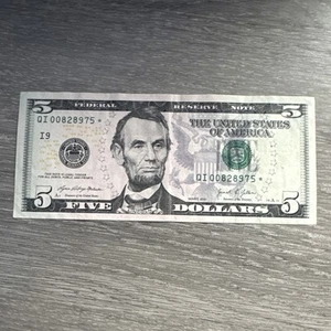 🔥🔥RARE SMEARED INK LOW SERIAL STAR NOTE FIVE DOLLAR BILL🔥🔥 - Picture 1 of 6