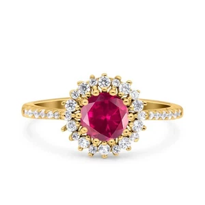 Gold Plated Sterling Silver 925 Natural Ruby Gemstone Silver Ring, Ruby Ring - Picture 1 of 6