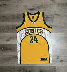 maglia vintage Reebok Seattle Supersonics autentica taglia 40 M gialla NBA - Foto 1 di 6