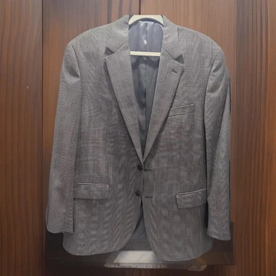 Ralph Lauren Sport Coat Mens 44R Black Grey Silk Wool Herringbone Blazer Jacket - Image 1 of 4