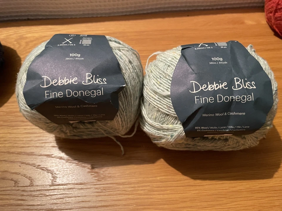 2 balls x 100g Debbie Bliss Fine Donegal Tweed in Light Blue Green ( Moy?) 54024 - Image 1 of 4
