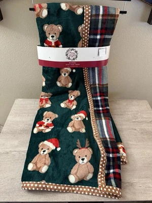 Christmas Teddy Bear Reversible Plaid Throw Blanket 50x70”NWT - Image 1 of 4