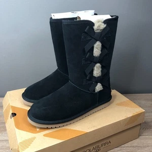 Koolaburra UGG Victoria groß schwarz Damengröße 10 Kunstfell Lammfell Wildleder Stiefel - Bild 1 von 11
