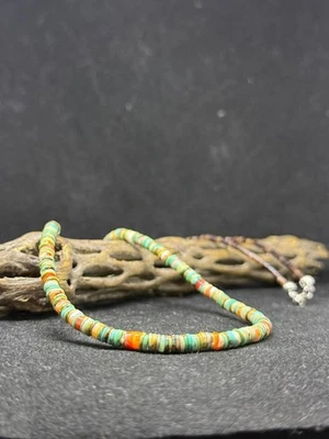 Navajo Royston turquoise & orange spiny oyster shell sterling silver 24” Inch  - Image 1 of 4