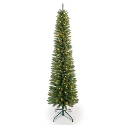 🎄 Slim 5FT Pre-Lit Pencil Christmas Tree 100 Warm White LEDs Corner Space Saver - Image 1 of 4