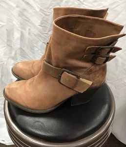 Lucky Brand Distressed Leather Buckle Ankle Boots Womens Size 10 M Brown 🤠 - Picture 1 of 8