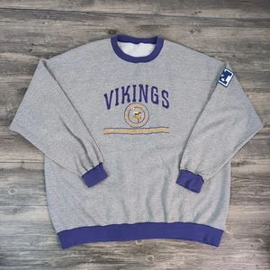 Vintage Minnesota Vikings Sweater Mens XXL Lee Sports Pullover 90s Gray Purple - Picture 1 of 11