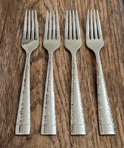 ONEIDA Stainless SAMBRE 4 SALAD FORKS 7 1/8" Glossy Hammered Flatware NEW - Picture 1 of 12