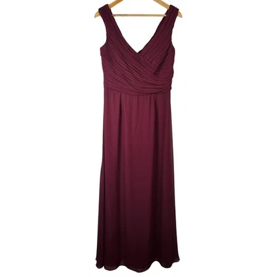 Maxi dama de honor Bill Levkoff vino plisado cuello en V sin mangas cintura imperio 12 7043 Foto 1 de 4