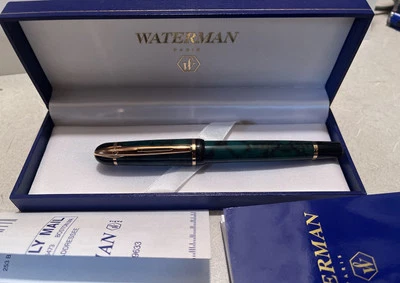 Pluma Estilográfica Waterman Malaquita O Acabado Mármol Verde Caja Original Papeles Usada Foto 1 de 4