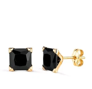 Pendientes oro 18k 750 Mls. 4 Garras Con Circonita Cuadrada Negra 7 MM. - Imagen 1 de 3