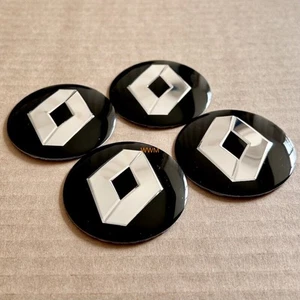 Logo Nabendeckel 56mm - Schwarz Felgendeckel Aufkleber Auto.4er Set Für Renault  - Picture 1 of 5