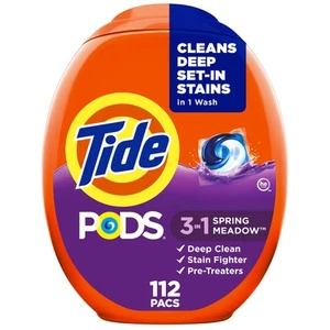 Tide PODS Laundry Detergent Pacs Spring Meadow 112 Ct Stain Remover - Picture 1 of 8