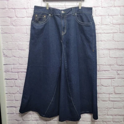 Y2K Ashley Stewart Dark Wash Denim Midi Skirt Sz 20W A Line Boho Cowgirl Western - Image 1 of 4