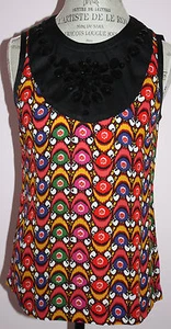 Top para mujer Tory Burch estampado multicolor con cuentas talla 6, talla 6 - Imagen 1 de 6