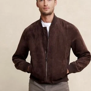 Men's Banana Republic Brown Faux Suede Bomber Jacket - Picture 1 of 9