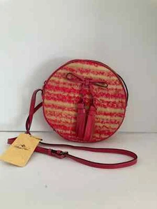 Patricia Nash Ebbe Bandolera Redonda Cartera Bolso de Mano Paja con Cuero Lazo Top Cremallera Nuevo con Etiquetas - Imagen 1 de 20