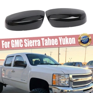 For 2007-13 Chevy Silverado GMC Yukon Sierra Gloss Black Top Mirror Covers Cap , - Bild 1 von 10