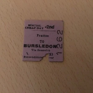 Half. Railway Ticket, (. Fratton. To. Bursledon, ) No-14, - Picture 1 of 1