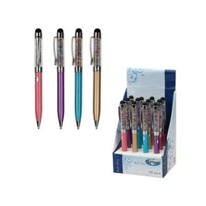 Crystal Touch Retractable Ballpoint Pens Blue Ink 1.0mm Metal Rhinestones Pen - Picture 1 of 14