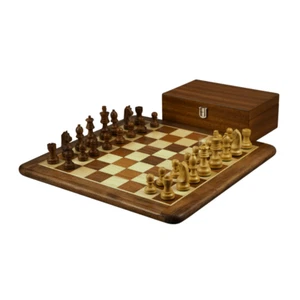 16 Inch Chess Set Flat Sheesham Board German Staunton Chess Pieces 3 Inch - Picture 1 of 12
