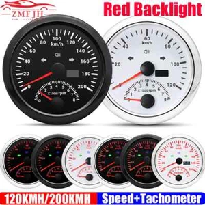 120KMH 200KMH GPS Speedometer Gauge+Tachometer 8000 RPM 85mm Dual Gauge Odometer - Picture 1 of 31