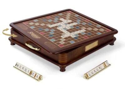 Scrabble Luxury Edition with Rotating Wooden Game Board by Winning Solutions New - Image 1 of 4