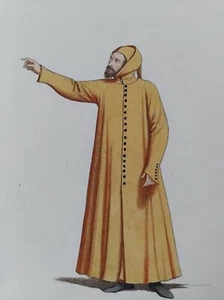 PLEBEIEN ITALIE  XIVe SIECLE COSTUME LITHOGRAPHIE 1861 MERCURI L50 - Picture 1 of 2