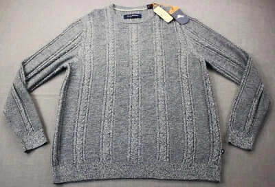 Tommy Bahama Swordfish Marled Sands Men Bering Blue Silk Crewneck Sweater L $148 - Image 1 of 4